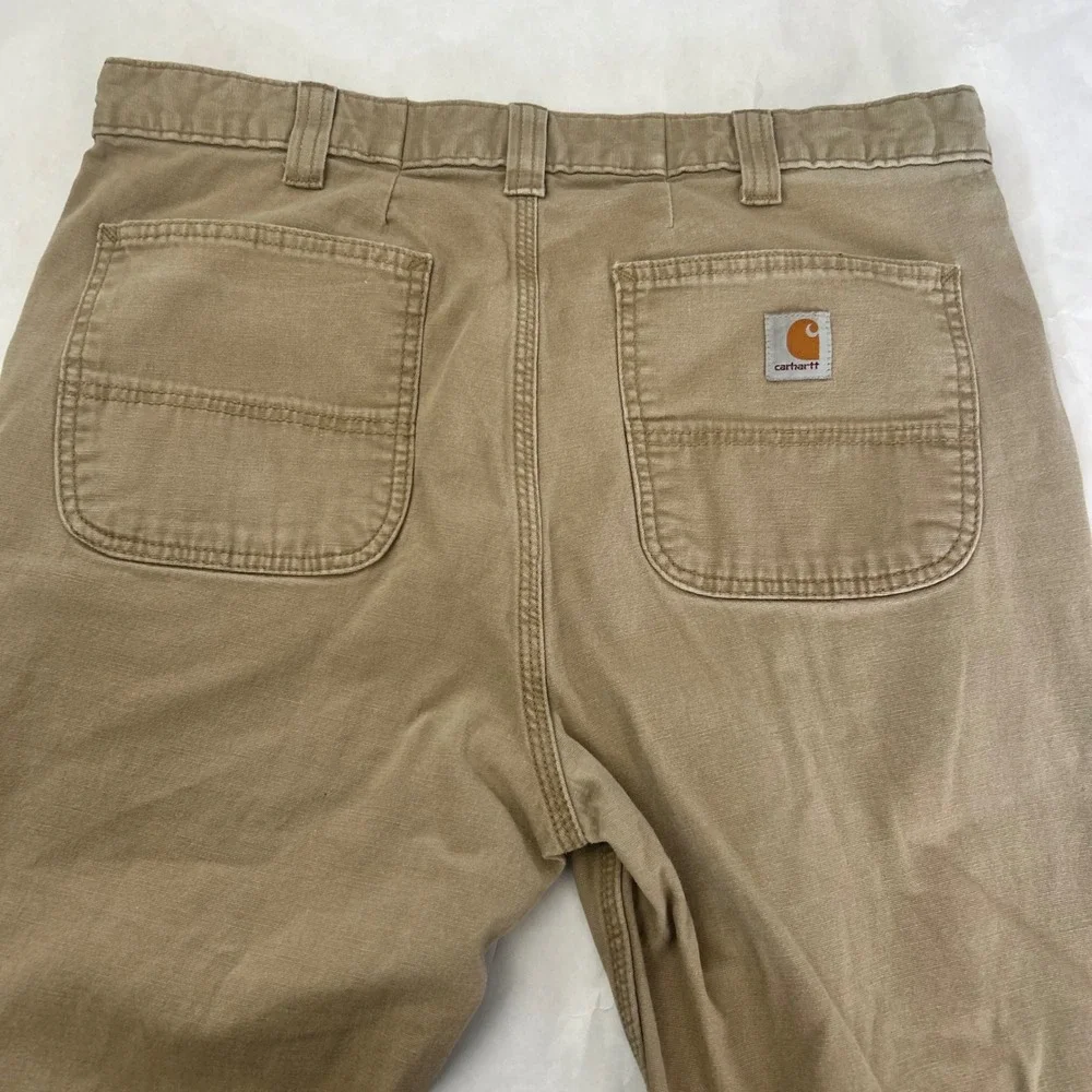 Carhartt Mens Straight Fit Work‎ Canvas Pants Tan Khaki Rigby Utility 38x26